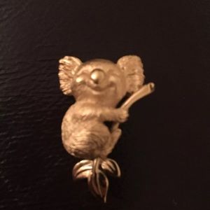 Vintage crown Trifari koala pin brooch
